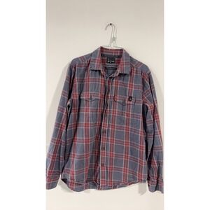 Black Diamond Mens Plaid Long Sleeve Button Up Shirt Red Gray Size M